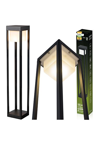 Lumiled Lampă de grădină de exterior, tip stâlp, LED 12W 3000K 80cm Negru QUE...