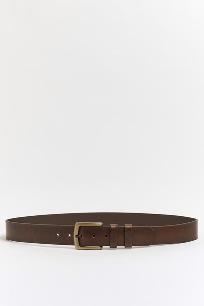 Faruk balkanas Genuine Natural Leather Flat Buckle Belt