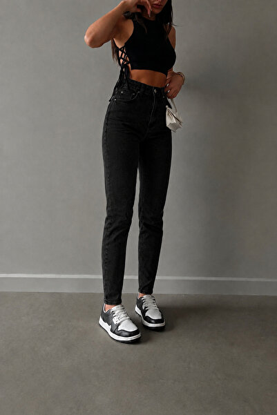 Viola Black Jeans JEANS NEGRI TIP MOM, CU TALIE ÎNALTĂ, PENTRU Purtare Zilnic...