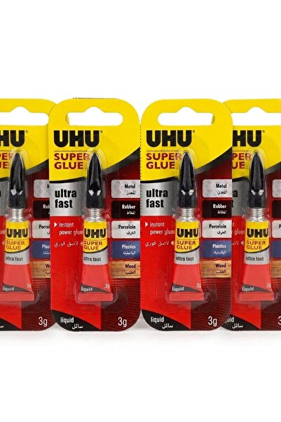 Uhu Super Glue Ultra Fast – Set of 4 (3 g Each)