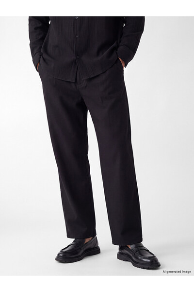 LC Waikiki Ozmarka New Season Black Relax Fit Men's Pleated Trousers