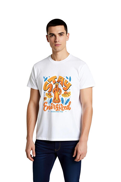 PayBuy Men's Yoga T-Shirt Headstand Pose Printed Motivational Themed Relaxed ...