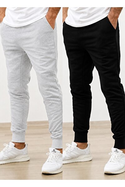 TORUK MAKTO Set of 2 Unisex Ribbed Leg Sweatpants Jogger Comfortable Fit Dail...