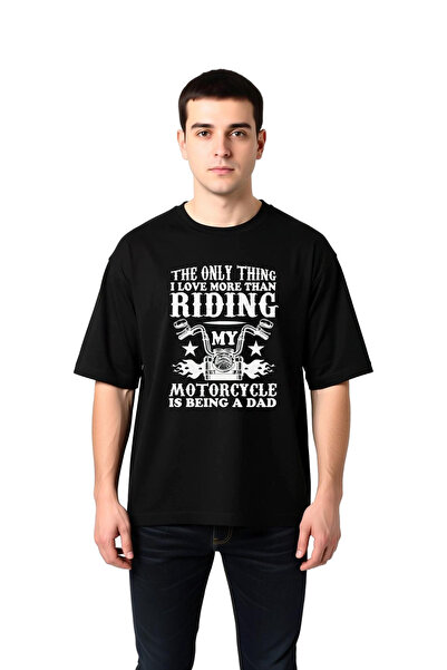 PayBuy Men's Oversize Motorcycle Printed T-Shirt Fatherhood Themed Relaxed Fi...