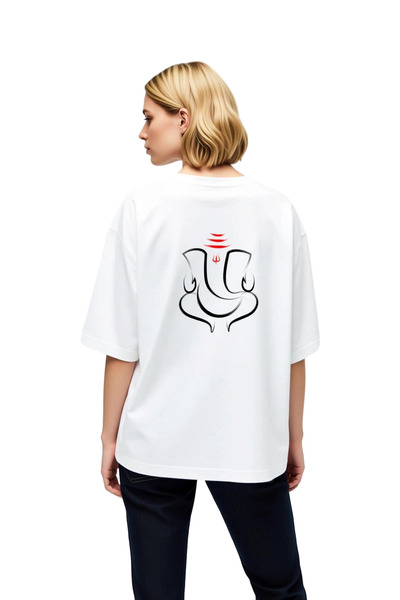 PayBuy Women's Oversize T-Shirt Ganesha Tilak Symbol Print Spiritual Spiritua...