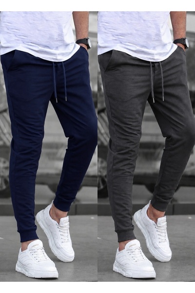 TORUK MAKTO Set of 2 Unisex Ribbed Leg Sweatpants Jogger Comfortable Fit Dail...
