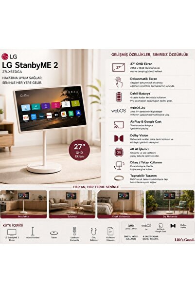 LG StanbyMe 2 27LX6TDGA 27" 70 Ekran WebOS Smart Dokunmatik Taşınabilir LED TV