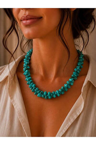 BIJUTERI Pebble Stone Model Bead Necklace