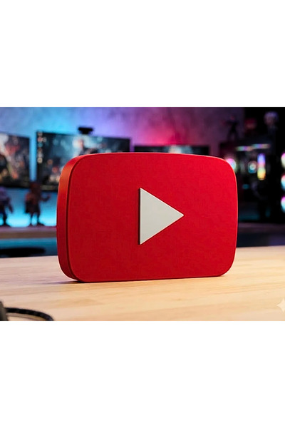 Dekoratif YouTube Logo Biblo – Masaüstü & Ofis Aksesuarı - Ev Dekorasyon, Genç Odası Dekor 15 CM