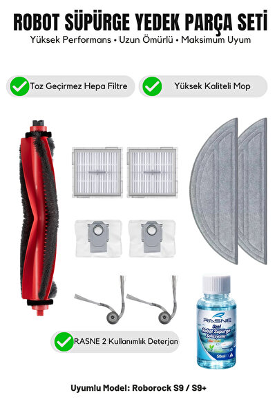 Asgard Grup Συμβατό με Roborock S9 / S9+: 1 κύρια βούρτσα, 2 πλαϊνές βούρτσες...