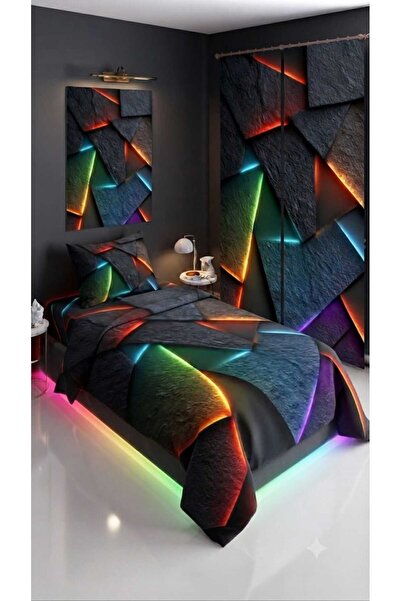 Elmas Dizayn 280*240 Cm. Special Design Single Bedding Set with Background Cu...