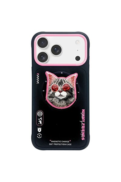 Nimmy Θήκη Γυαλιά Cool Cat MagSafe για iPhone 17 μαύρο και ροζ