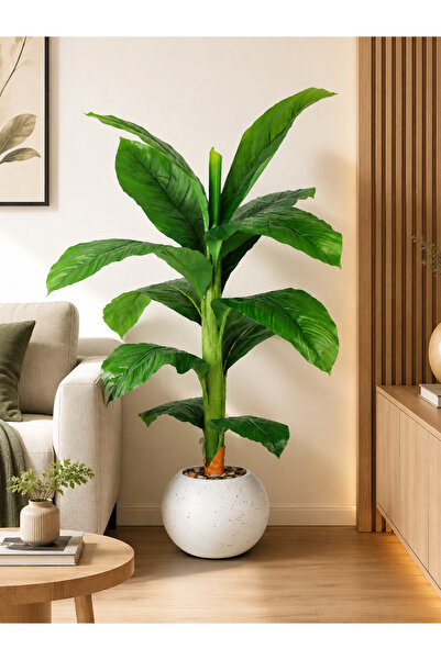N.zone 115cm High Green Artificial Tree with 18cm White Pot & 24cm Diameter R...