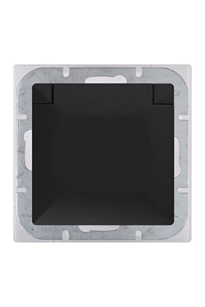 ABEX Priză simplă PEARL P/TZ/U IP44 cu clapetă, negru, M. E+9001518