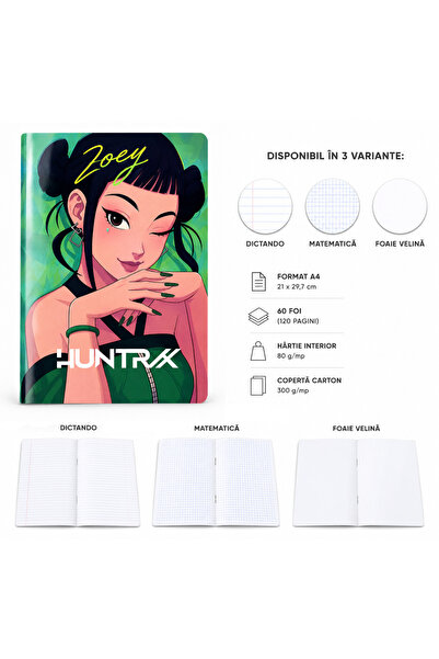 Ingift Caiet A4 Personalizat Huntrix – 60 Foi, Matematica