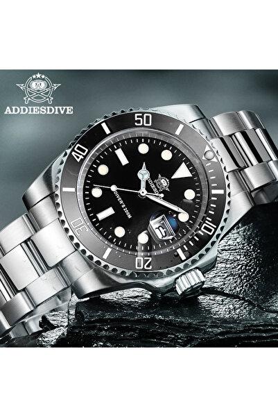 ADDIESDIVE ساعة رجالية كلاسيكية بإطار سيراميك مقاومة للماء حتى 200 متر، ساعة ...