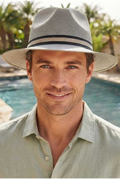Uniquetrenders Men's Straw Panama Model Trilby Hat with Black Cord Stripe Sum...