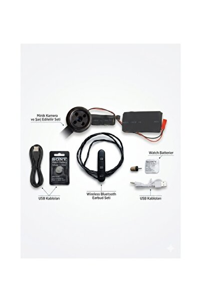 SICAK TAKİP Kablosuz Micro Kulaklık ve Düğme Kamera Bluetooth Set