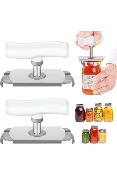 STARSTAR Two-piece screw cap can opener, stainless steel, manual, silver.