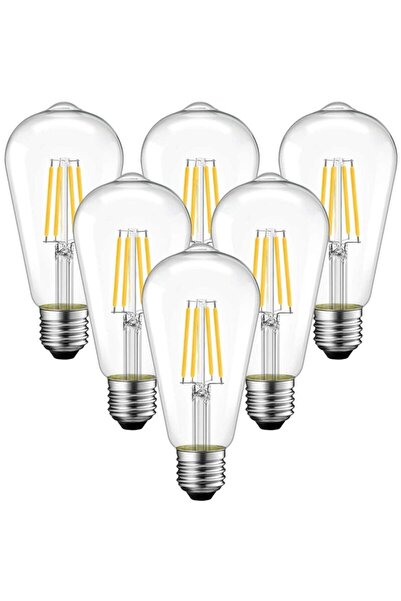 STARSTAR [6pcs] E27 4W screw-in LED filament bulb, warm white light (3000K)
