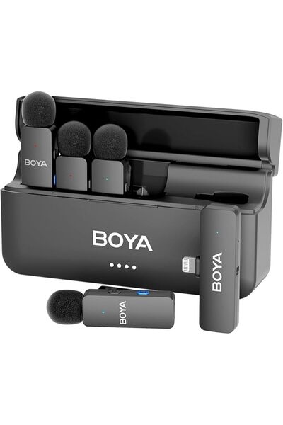 Boyard ميكروفون لاسلكي صغير BOYA BY-V4D للآيفون والهواتف الذكية، 4 ميكروفونات...