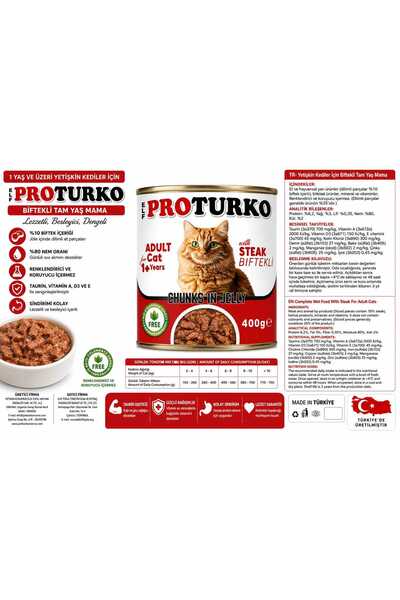 Pro Turko Biftekli Yetişkin Kedi Yaş Maması