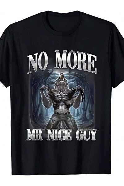 26LIK تي شيرت No More Mr Nice Guy Alpha Wolf Ironic Meme Brainrot |   ملابس ك...