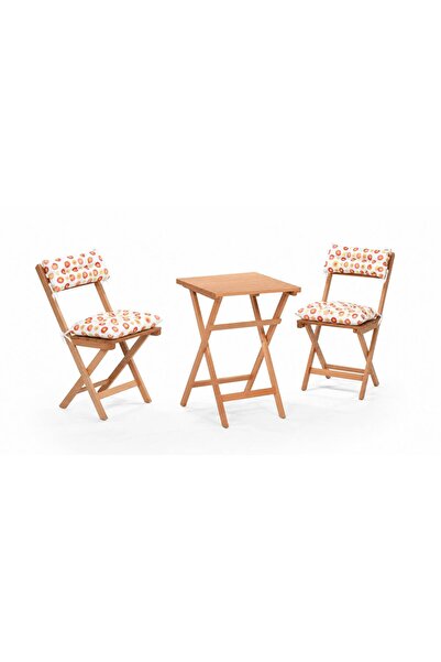 Meya Dekor Renkli Minderli Balkon Bahçe Mutfak 3'lü Katlanır Bistro Set Masa ...