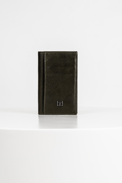 BAYDERİ Tiffy Genuine Leather Vertical Card Holder Wallet Green
