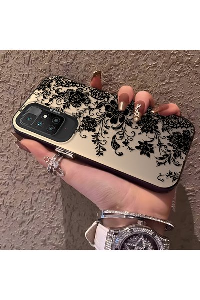 CHICASELUX Redmi 10 4g Compatible Elegant Black Lace Flower Pattern Case, Hig...