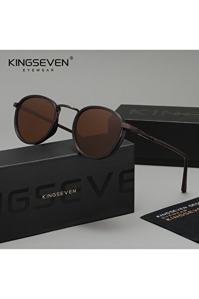 Choice3 نظارات شمسية KINGSEVEN الأصلية بإطار دائري بني للرجال، مستقطبة ومضادة...