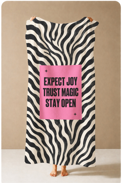 Evmila Pop Art Motivational Written Zebra Patterned 70X150 Beach Towel - Digi...