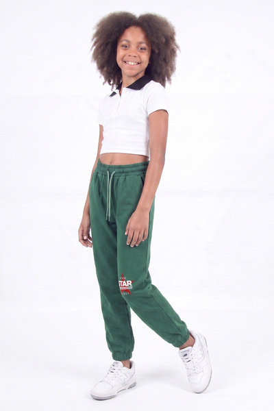 FYK KİDS Girl's Double Pocket Printed Colorful Sweatpants