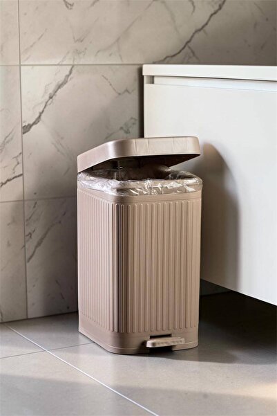 Bayev Also Latte 10 Lt Trash Can - Soft-Close Shock-Absorbing Lid Bathroom Ki...