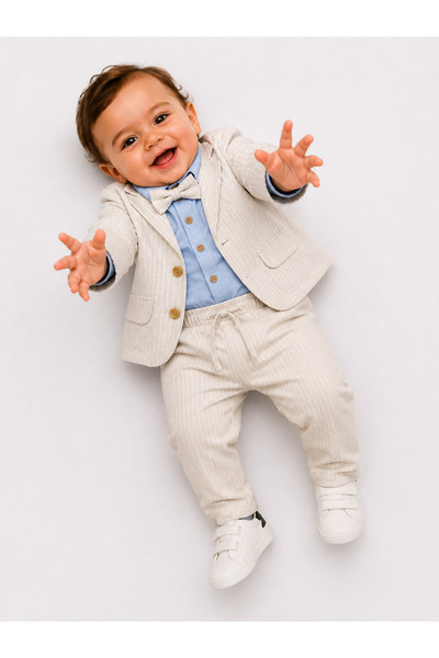 tinytrends Baby Boy Bodysuit Shirt with Bow Tie Suit