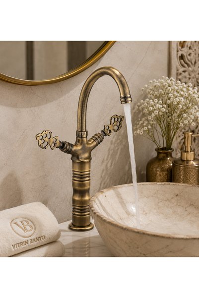 vb vitrinbanyo صنبور حوض على شكل بجعة بتصميم عثماني، صنبور حوض عتيق عالي الجو...