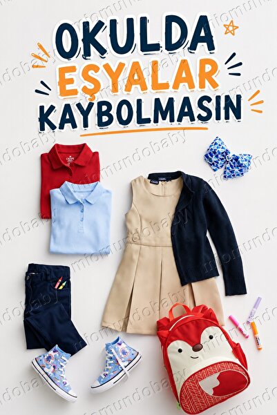 Miomundobaby Kişiye Özel İsimli Çizgi Film Karakterli Saten Okul Etiketi | Gi...