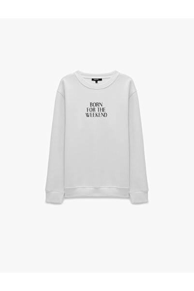 Koton Three Threaded Ribbed Regular Fit Printed Crew Neck Long Sleeve Sweatshirt