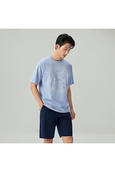 Giordano Men's Chiikawa Subdued Blue Relaxed Graphic Tee