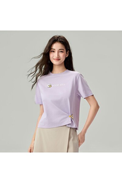 Giordano Women's Chiikawa Orchid Petal "Nice Day" Boyfriend Tee