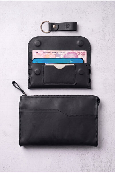 BeeBlack 100% Genuine Leather Set: Handbag, Wallet, Keychain Set