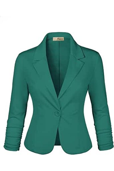 Hybrid & Company Women Double Notch Lapel Sharp Shoulder Pad Office Blazer | ...