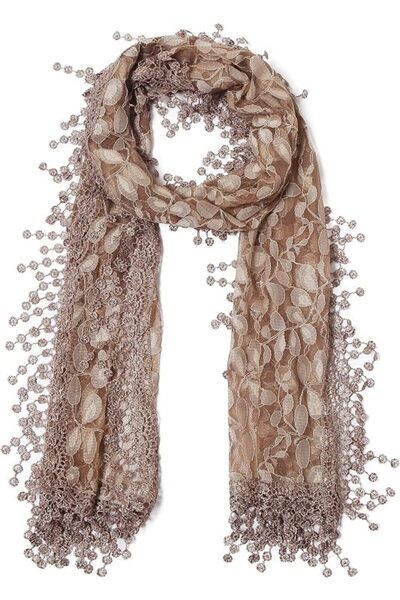 Cindy Wume Cindy and Wendy Lightweight Soft Leaf Lace Fringes Scarf shawl for...