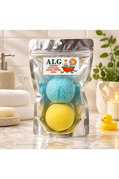 Alg Natural ALG Sürpriz Oyuncaklı Banyo Köpük Topu 2'li Paket – Renkli Eğlenceli Çocuk Banyo Bombası