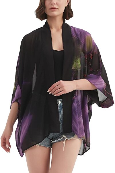 Maxfort Women's Loose Print Sheer Chiffon Kimono Beach Swim Cover up Cardigan...