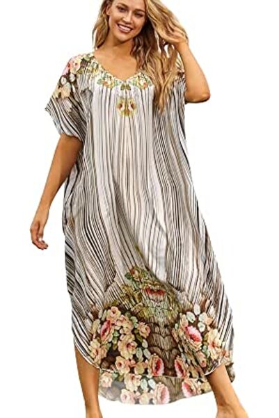 YouKD Women's Long Kaftan Maxi Bohemian Dress Beach Coverup Robe Roomy Kimono...