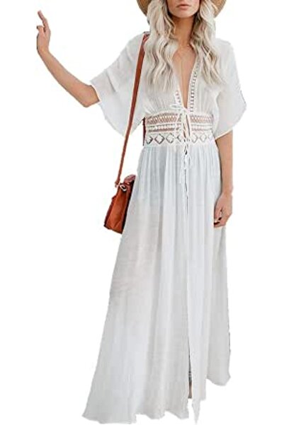 YouKD Summer Cotton Floral Long Kaftan Bohemian Kimono Beach Swimsuit Cover U...