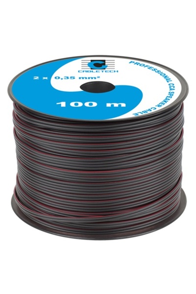 Cabletech Καλώδιο ηχείων CCA, 2 x 0.35 mm², Μαύρο, Ρολό 100 μ.