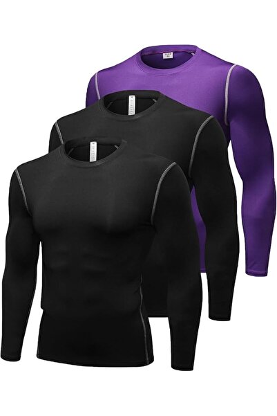 GENERAL Men's Compression Shirts Long Sleeve Athletic Workout Tops Gym Unders...
