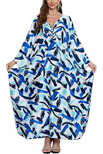 GENERAL Women Bohemian Kaftan Maxi Loungewear Nightgown Kimono Oversized Slee...